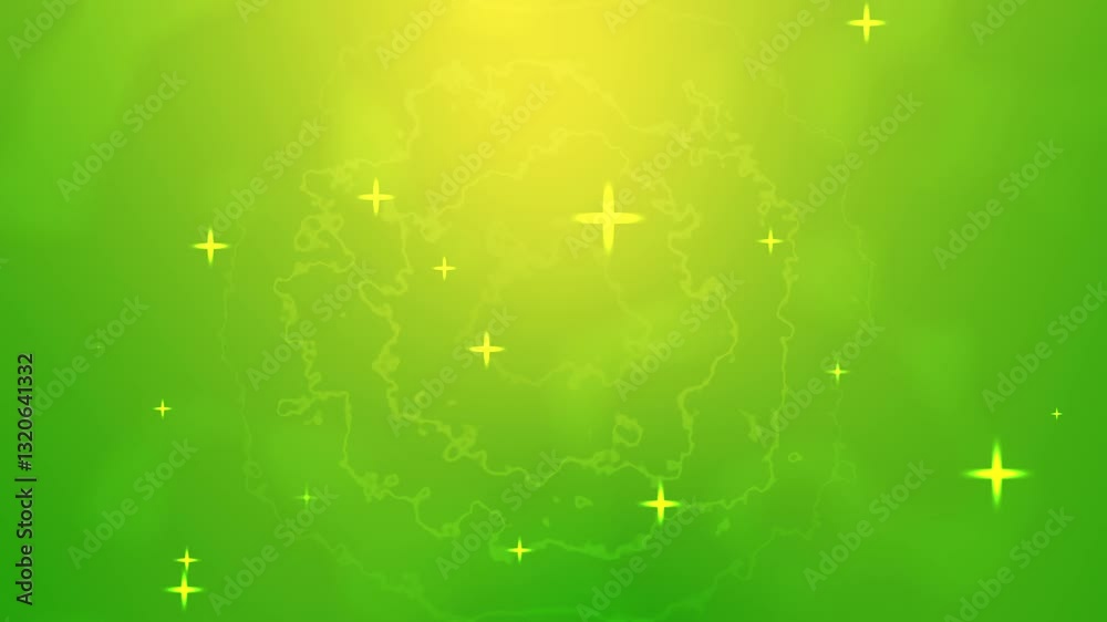 Ramadan background with green and yellow backdrop, adorned with yellow stars. Perfect for Ramadan greetings, social media posts, and festive decorations.