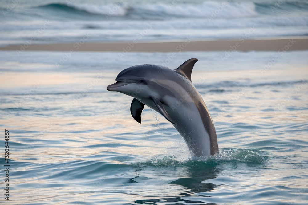 Obraz premium Majestic Dolphin Leaps Out of the Ocean Waves 