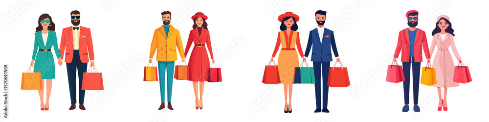 Cheerful and diverse group of people exploring shopping district with colorful bags and accessories in hand enjoying a vibrant city lifestyle and consumer experience Cheerful and diverse group of people exploring shopping district with colorful bags and accessories in hand enjoying a vibrant city lifestyle and consumer experience