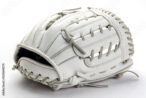 White baseball glove with white stitching