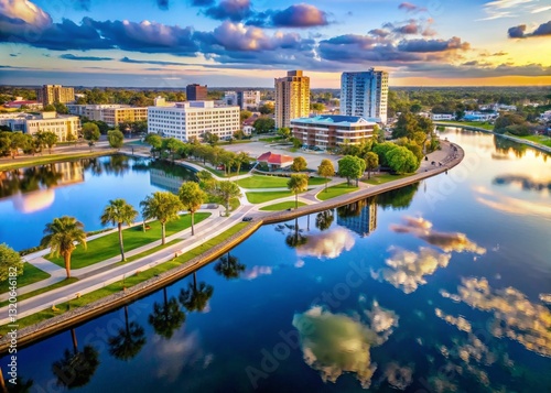 Aerial View of Lakeland's Lake Mirror & Promenade, Florida