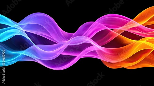 Vibrant color art abstract background idea. Vibrant colorful waves creating a dynamic and energetic visual effect on black background.