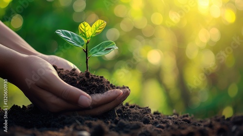 Wallpaper Mural Hands Gently Planting a Young Sprout in Soil Torontodigital.ca