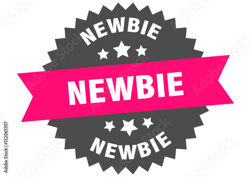 newbie. newbie round pink label isolated on transparent background