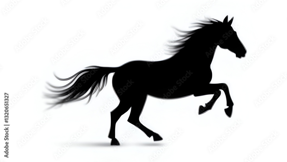 Title: A Dynamic Running Black Line Horse with a Sleek Silhouette
Title: A Dynamic Running Black Line Horse with a Sleek Silhouette