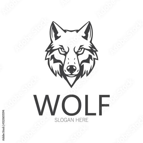 Night wolf abstract Logo template design simple isolated background.