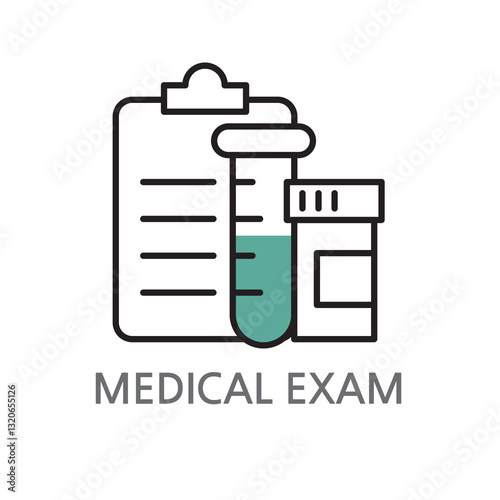 3.MEDICAL EXAM.Medical examination icon. Edible clinical trial linear illustration icon on white background. EPS, PNG, JPG