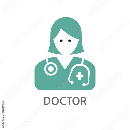 2.DOCTOR.Doctor, female doctor icon. Edible doctor, female doctor line illustration icon on white background. EPS, PNG, JPG