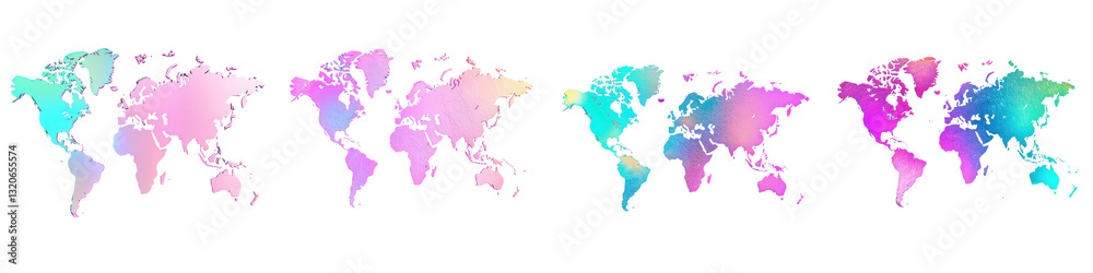 Fototapeta premium Vibrant Colorful Gradient World Map with Countries and Continents Borders on Digital Backdrop Global Geography International Travel and Infographic Design Element