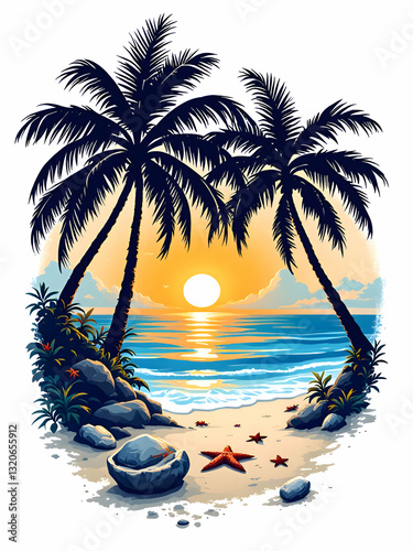 Palm trees tropical logo design on white background