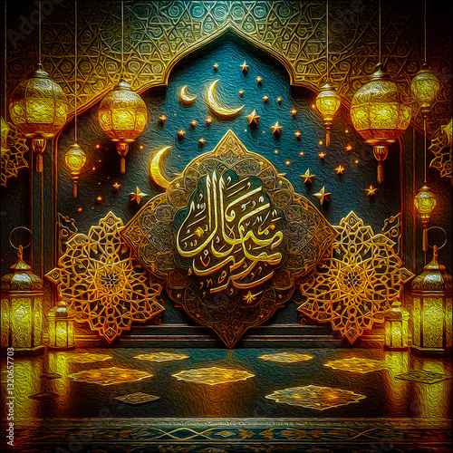 Elegant Islamic Calligraphy Art – Eid Mubarak Celebration