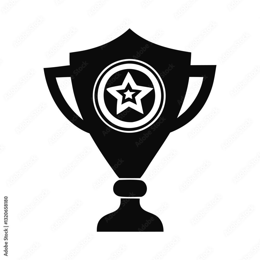 Simple Black Silhouette of a Trophy with Star Simple Black Silhouette of a Trophy with Star