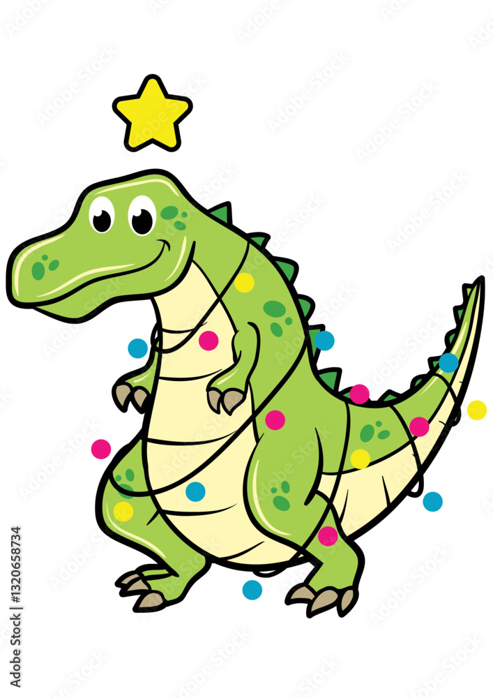 Fototapeta premium Dinosaurs T-Rex Christmas