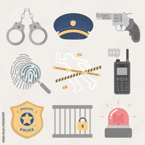 경찰 사건 수사 디자인 소스 일러스트 벡터 세트