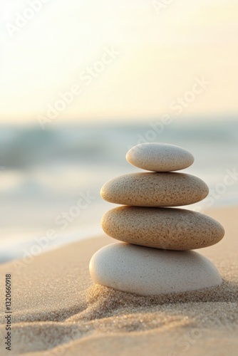 Stacked stones on beach