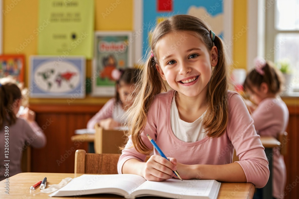 Bright and Cheerful Student Enjoying Learning in a Classroom – The Joy of Education and Growth Bright and Cheerful Student Enjoying Learning in a Classroom – The Joy of Education and Growth