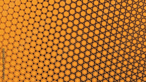 Orange color hexagonal shape modern geometrical background 4K