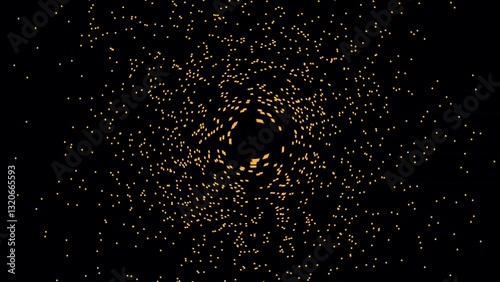 Stunning Cosmic Scene Featuring a Dark Black Hole Surrounded by a Brilliant Blue Accretion Disk and a Distant Planet Against a Starry Background