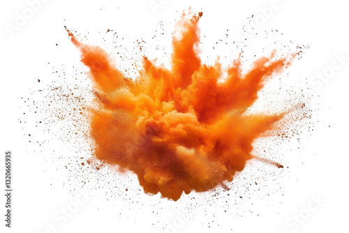 orange powder explosion on transparent background