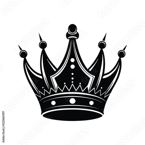 Elegant king or queen crown silhouette isolated on white background