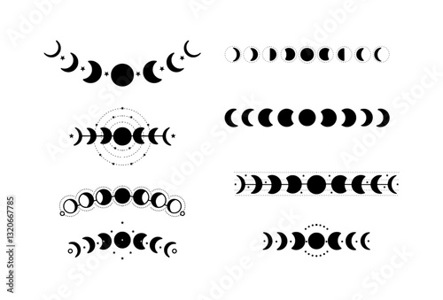 Crescent Moon Phase Path  Illustration