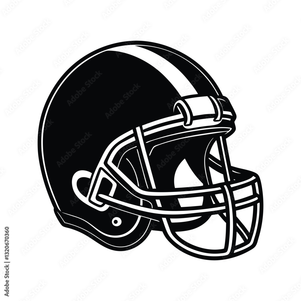 Fototapeta premium Sports protective helmet for football silhouette isolated on white background