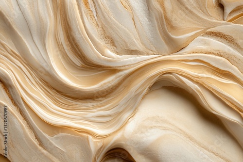 Creamy, swirled, caramel-like texture