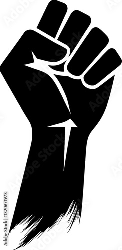 Black Fist Raised in Solidarity Symbol