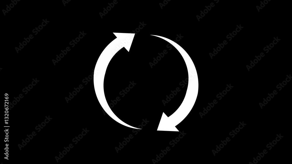  update restore circle arrow icon on black background animation