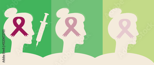 Cancer treatment process, person before and after, silhouette vector stock illustration with unidentifiable people as tumor marker reduction concept