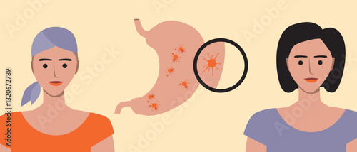 Cancer patients silhouettes and cancer ribbon, silhouette vector stock illustration with unidentifiable people together as a template with space for text or copy space