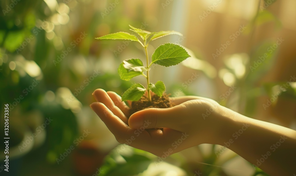 custom made wallpaper toronto digitalA Small Green Plant Held Gently In A Hand