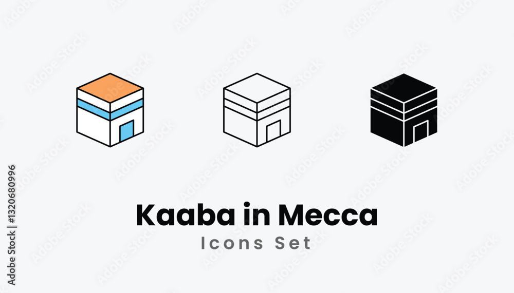 Kaaba in Mecca Icons thin line and glyph vector icon stock illustration Kaaba in Mecca Icons thin line and glyph vector icon stock illustration