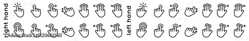 Touchscreen hand gesture icon set, vector collection
