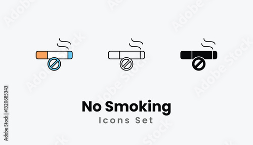 No Smoking Icons thin line and glyph vector icon stock illustration
