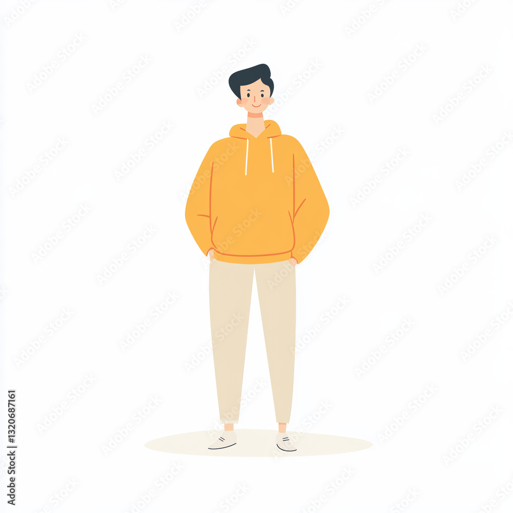 Obraz premium Flat style illustration of a character, standing front an isolated white background, color illustration