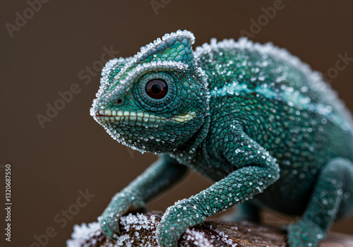 Chameleon with Detailed Scales and Eye