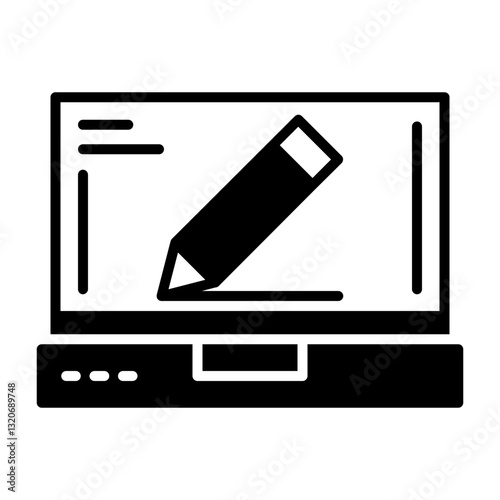 Edit Laptop Interface Solid Icon
