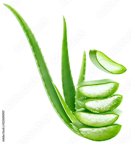 Fresh dissected aloe vera stacks isolated