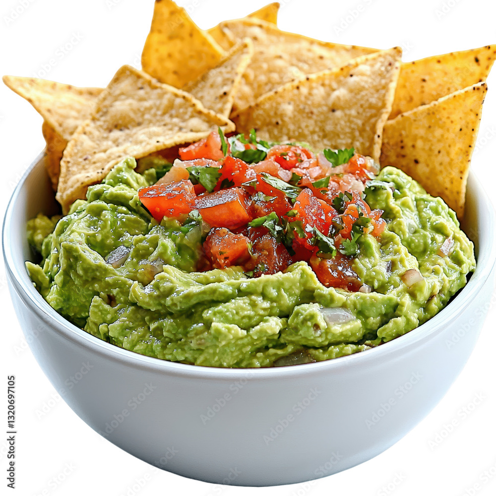 bowl of vibrant guacamole topped with fresh salsa and tortilla chips bowl of vibrant guacamole topped with fresh salsa and tortilla chips