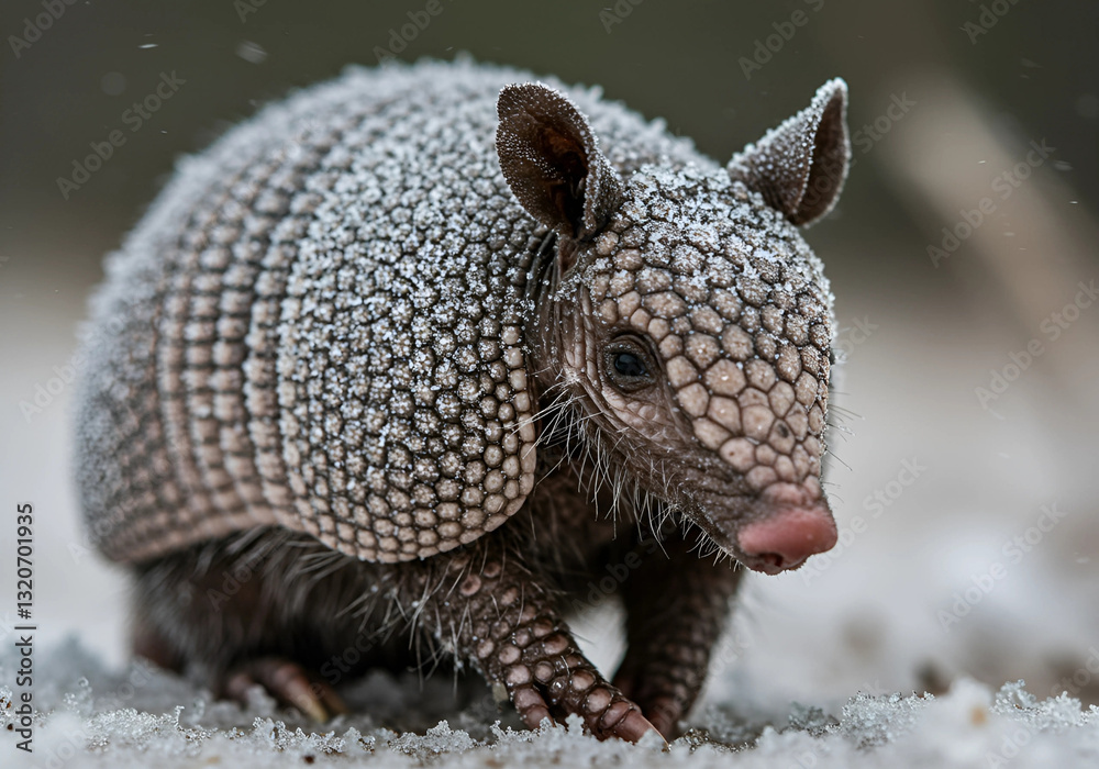 Obraz premium Armadillo Close-up with Detailed Shell