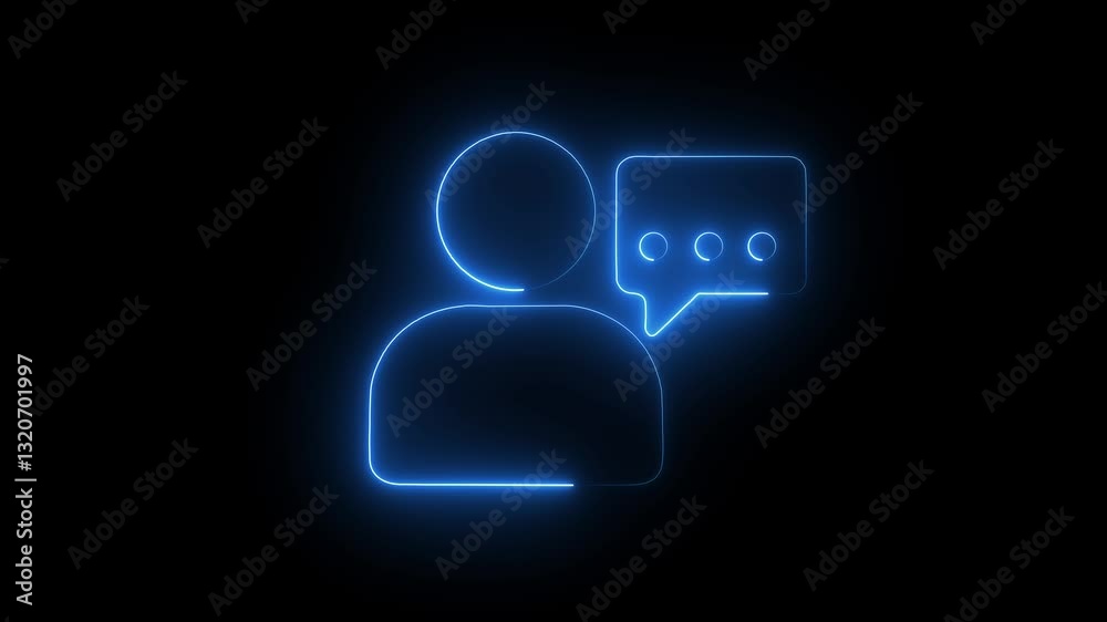 neon glowing  profile notification icon animation on black background. 4k animation.