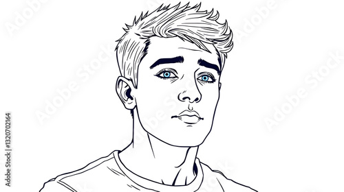 Line art illustration of a man peep