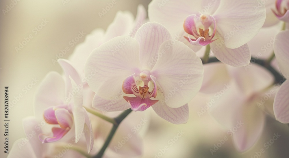 Fototapeta premium Delicate Pastel Orchids: A Soft, Romantic Floral Image