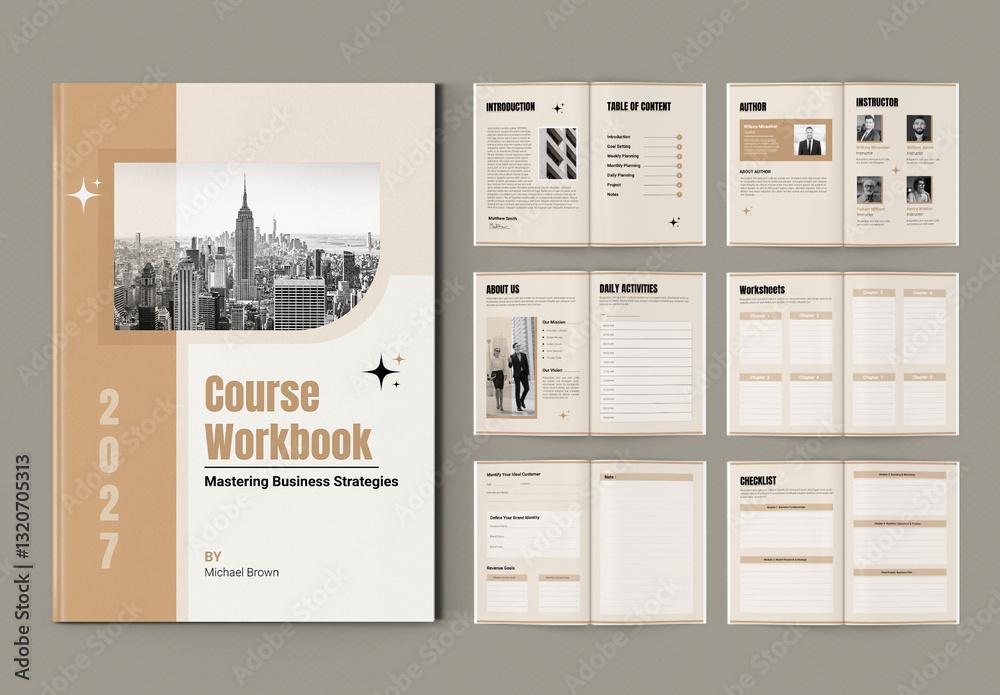 Course Workbook Template Layout Stock Template | Adobe Stock