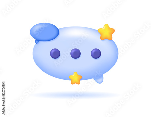 communication and chat concept. premium messaging app, discussion forum, messaging service. dialogue. illustration of a chat bubble with stars. symbol or icon. minimalist 3d style design. element