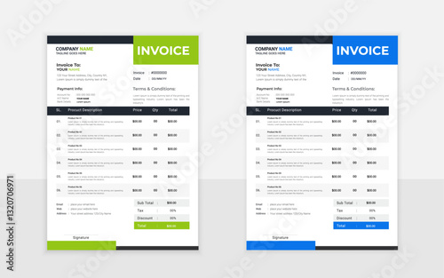 Minimal invoice layout for corporate billing and business payment processing with a simple, clean design for easy invoicing and smooth transactions in business operations	 