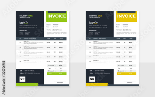 Minimal invoice layout for corporate billing and business payment processing with a simple, clean design for easy invoicing and smooth transactions in business operations	 