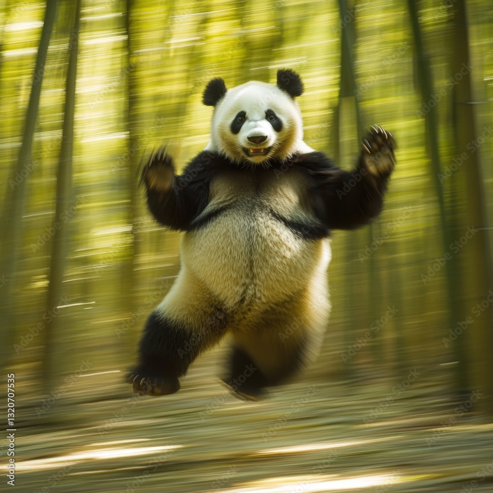 Obraz premium Panda in Mid-Air