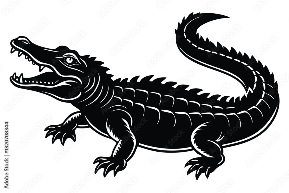 Naklejka premium Alligator silhouette vector